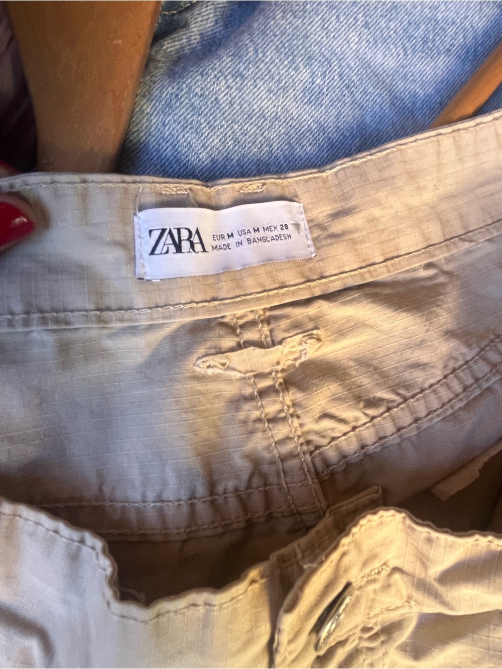 Zara Maxi Skirt M  Beige Ripstop Cargo Utility Baggy Y2K Gorpcore - Picture 6 of 7
